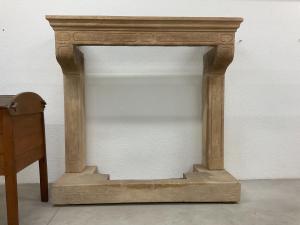 Early 19th century yellow stone fireplace